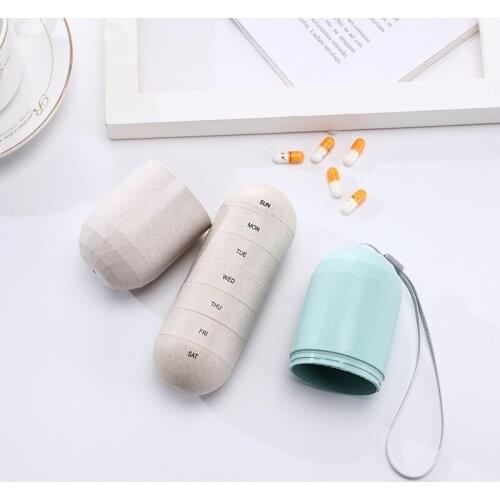 Weekly Pill Candy Organizer Waterproof Moistureproof Multi-functional Portable Grain Fiber Pill Box Travel 7 Day Pill Case 2021