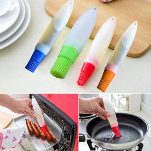 Portable Food Grade Silicone Oil Bottle With Brush Baking BBQ Brush Pastry Oil Brush Kitchen Baking Honey barbecue Tool Gadgets