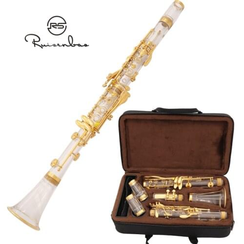 Silver plated Gold plated Bb clarinet acrylic transparent tube body excellent timbre
