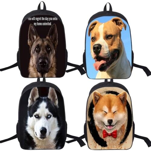 Animal Dog Boston Terrier Backpack Husky Dog Bookbags Children German Shepherd Rucksack Bulldog Schoolbag Beautiful Knapsacks