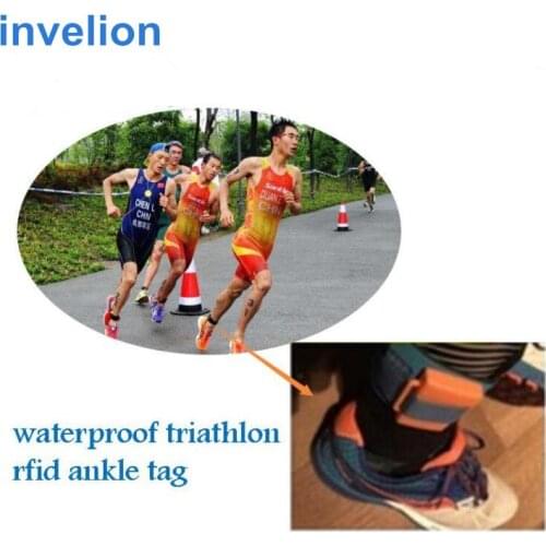 Sports race timing system chip timing blue/orange color waterproof long range triathlontiming wristband ankle uhf rfid tag