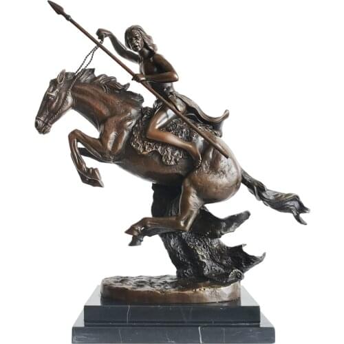 Antique Hunter Man Statue Cowboy Sculpture Hot Cast Bronze Classy Detailed Art Marble Base Home Office Decor
