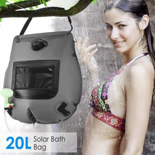 Camping Shower Bag 20L Portable Folding Solar Shower Bag With Large Pocket Water Bag For Travel Beach Camping Accessories