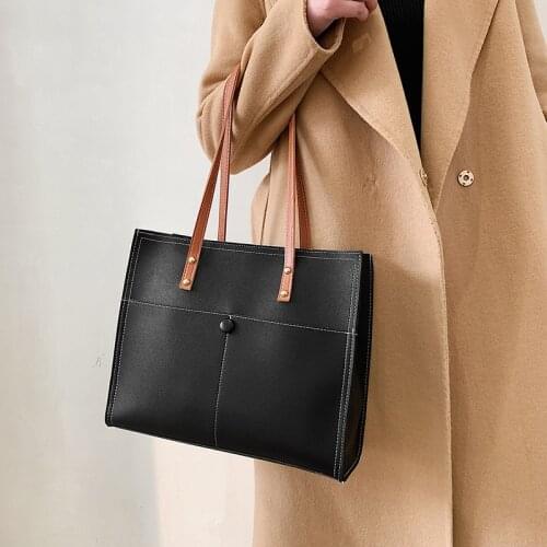 New style shoulder bag retro trendy spot solid color large-capacity tote bag pu waterproof outgoing storage bag