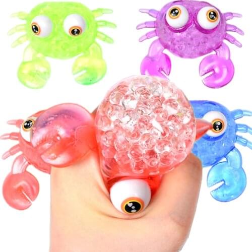 Release Pressure Decompression Toys Hand Fidget Toy Cartoon Crab Big Eye Animal Bead Vent Grape Ball Childrens Squeeze Toy Gift