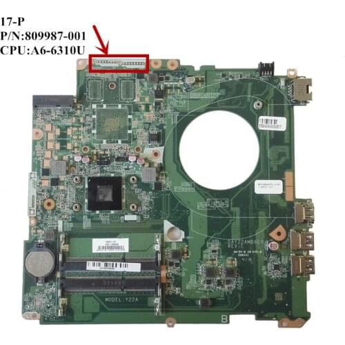 SZWXZY Excellent For HP 17-P Laptop Motherboard With A6-6310U CPU DDR3 809987-601 809987-001 DAY22AMB6E0 100% Working