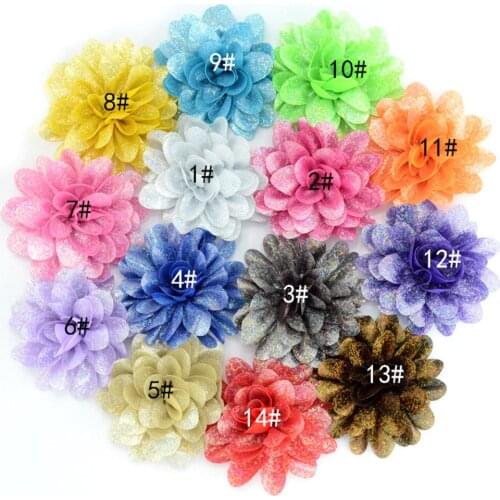 30pcs/lot Girl Superb Fabric Flower 8CM Appliques Sewing Wedding Garment Accessories Flowers DIY Boutique Hair Accessories