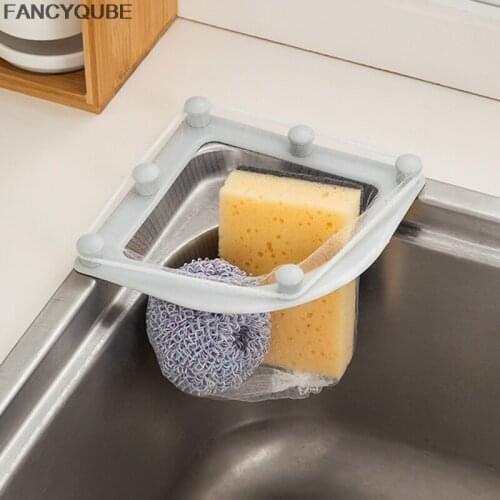 Inverted Triangular Hanging Sink Strainer Drain Net Bag With Bracket Vegetable Fruit Drainer Basket Kitchen Sink Filter Basket