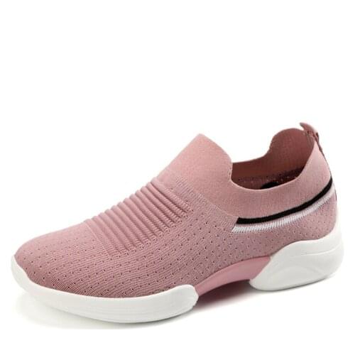 H72 Platform Sneakers Shoes Woman Summer Stretch Fabric Casual Slip-on Loafers Breathable Vulcanize Footwear Plus Sizes 42 Black