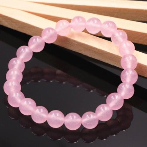 Bohemia Bracelet for Women 8mm Natural Stone Round Jades Jaspers Chalcedony Beads Bracelets Elastic Rope Bangle Jewelry 7.5"A614