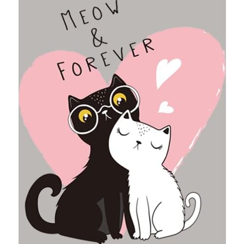 Cat Clothing Badges Patches Appliqued Vinyl Tops Heat Transfer Fashion Diy Iron Sticker For Clothing Black White Cat