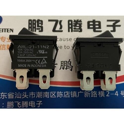 1PCS Japan Omron A8L-21-11N2 high current rocker switch 4 feet 2 gear rocker power switch 10A250V
