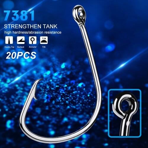 20pcs/lot 1# 1/0# 2/0# 3/0# 4/0# 5/0# Fishing Hooks Octopus Circle Sport Circle Jig Big Fish Hook Carp Bass Anzol Peche Tackle
