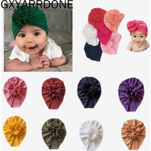 2020 New Fashion Flower Baby Hat Newborn Elastic Infant Hats For Girls Cotton Infant Beanie Cap Turban Children Hair Accessories