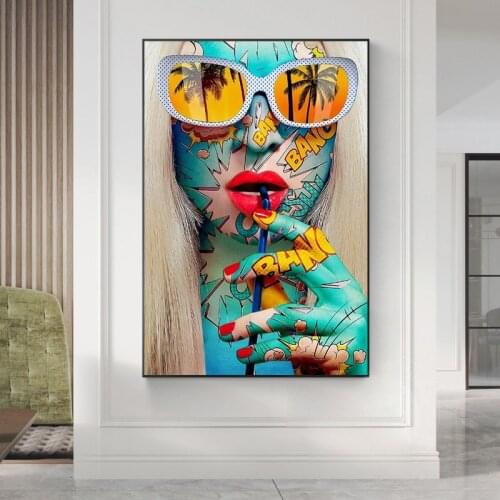 Abstract Graffiti Art Girls Canvas Art Posters And Prints Colorful Woman Art Canvas Paintings On the Wall Street Art Pictures