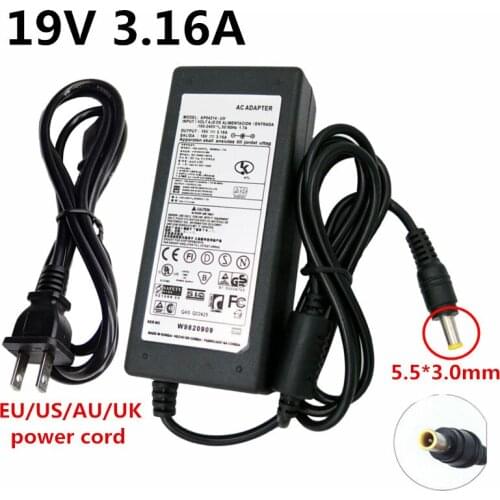 19V 3.16A 5.5*3.0mm AC Power Adapter Supply Charger For Samsung R429 RV411 R428 RV415 RV420 RV515 R540 EU US UK AU Plug