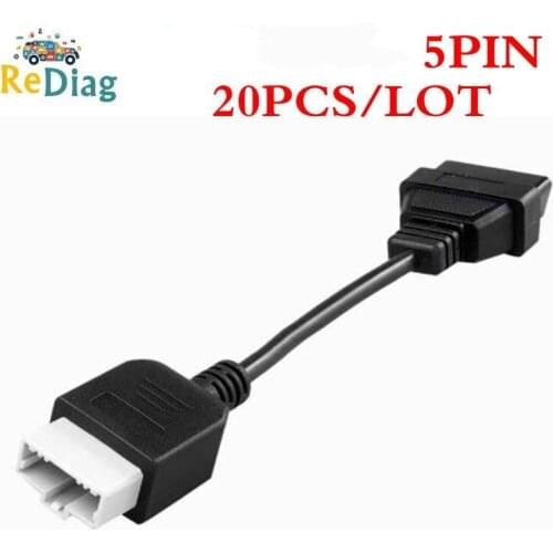 20Pcs/Lot Car Diagnostic Cable Connector For Honda 5PIN to 16PIN Lead Cable OBD1 to OBD2 For Honda 5 PIN Free Shipping