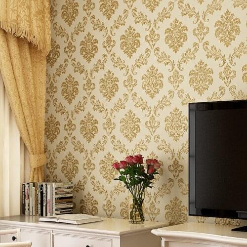 Beibehang fabric European - style 3d pressure wall paper Damascus living room bedroom TV background wallpaper papel de parede