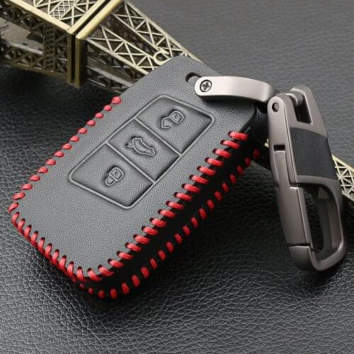 Genuine Leather Car Key Remote Cover Case For Volkswagen VW Tiguan MK2 Magotan Passat B8 CC 2017 2018 For Skoda Superb A7