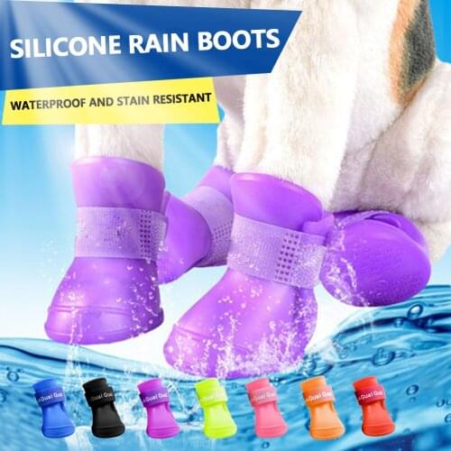 Pet Dog Cats Rain Shoes Pet Boots Rubber Portable Anti Slip Waterproof Pet Dog Cat Rain Shoes Pet supplies Size S/M/L/XL