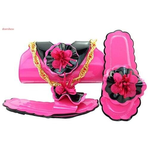 Doershow hot selling 2018 New coming African sandals Italian shoes and bags to match shoes with bag set ! SVP1-2