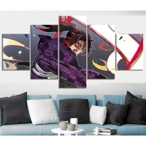 Home Decor Modular Canvas Picture 5 Piece Kimetsu No Yaiba Kokushibo Anime Painting Poster Canvas Painting Wholesale