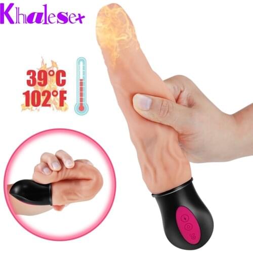 Khalesex Realistic Dildo Vibrator 10 speed G Spot clitoris vaginal massage heating Soft flexible Vibrator Sex Toys for Woman