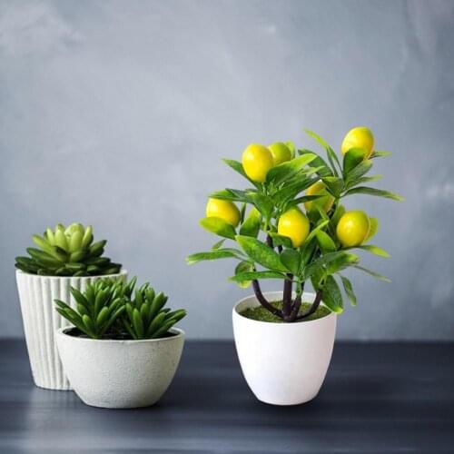 Simulation Lemon Tree Potted Plants Artificial Plant In Pot Fortune Tree Feng Shui Greening Ornaments For For Home Office Decor