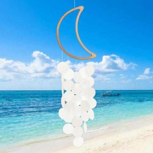 Exquisite Wind Chimes Candy Color Wooden Moon Cute Shell Rainbow Wind Chimes Ornaments Home Bedroom Decoration