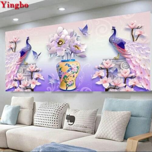 3D Rhinestone Painting Large DIY Diamond Painting Animal Peacock Flower Cross Stitch Diamond Embroidery Rhinestone Mosaic Decor