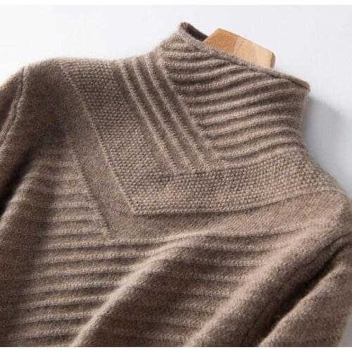 Semi high collar cashmere sweater, slim fit, short and thickened sweater, new pullover in autumn and winter, wool with knitted