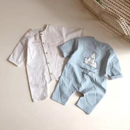 2021 Autumn New Baby Long Sleeve Romper Cute Cartoon Print Jumpsuit For Boys And Girls Single Breasted Romper Newborn Clothes