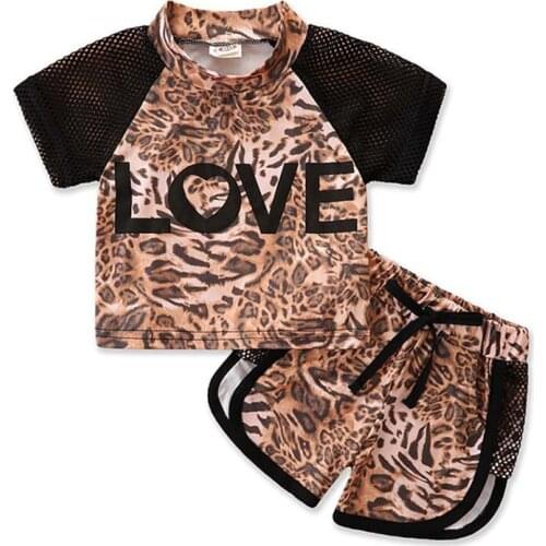 Baby Girls Clothes Sets New Summer Leopard Mother Print Top + Shorts 2Pcs Fashion Kids Clothing Sets Girls Clothing Outfits