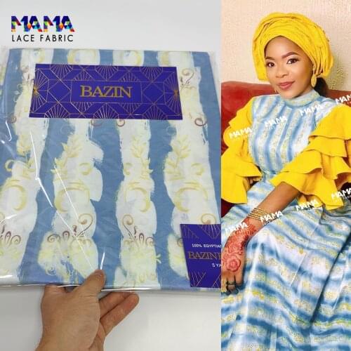 5 Yards 2021 High Quality Afirican Lace Fabric Bazin Riche Original Printing Guinea Basin Riche Printing For Party Women Dresses