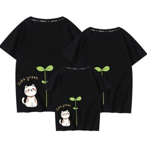 Summer Family Look Family Matching Outfits T-shirt Clothes Mother Father Son Daughter Kids Baby Cartoon Short Sleeves T-shirt
