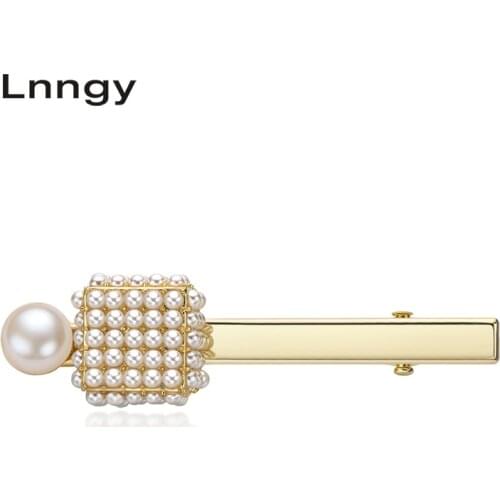 Lnngy 14K Gold Filled Hair Clips 9.5-10mm Natural Freshwater Pearl Elegant Pearls Hair Clips for Women Hairpin Jewelry Gifts