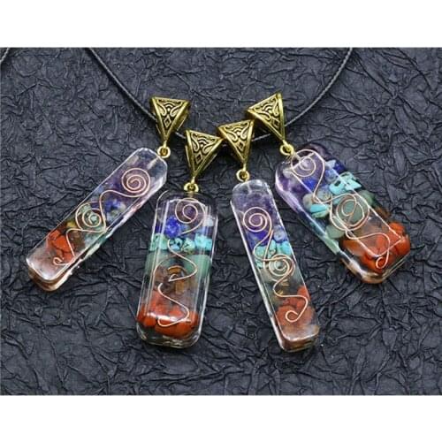 Merkaba 7 Chakras Crystal Stones Orgone Pendant Generator Energy Accumulator Orgonite Hex Chakra Pendant Necklace Unisex