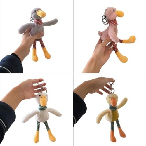 Cute Cartoon Scarf Duck Keyrings Plush Lovely Animal Keychains for Backpacks Soft Stuffed Doll Car Key Accessories