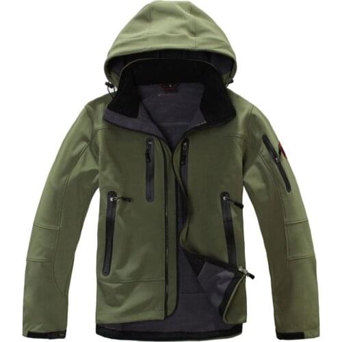 Fleece Jacket Autumn Winter Men Windproof Warm hooded Softshell coats Outdoor Army Camping Climbing Hiking Windbreaker outerwear
