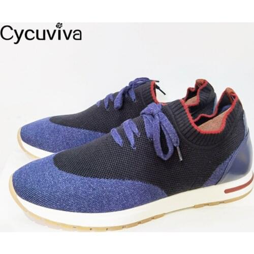 High Quality Knitted Flat Sneakers Men Lace Up Male Loafers Breathable Mules Casual Flat Shoes Summer Outwear Walking Men Shoes