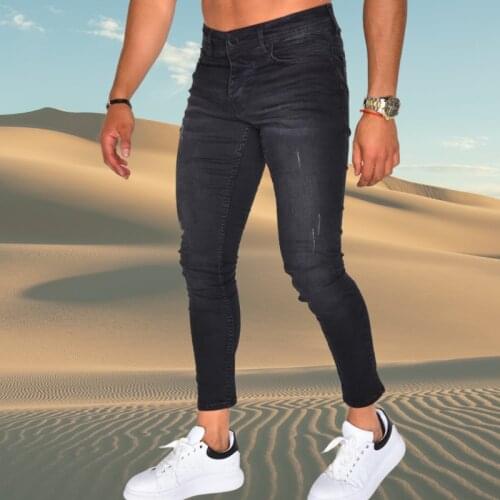 Men Skinny Jeans Black Slim Pencil Pants Male Retro Fashion High Quality Denim Trousers Street Party Biker Denim Bottoms 2021