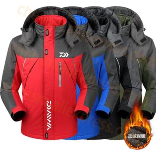 New DAIWA Fishing Jacket Winter Autumn Fleece Warm Camping Hiking Fishing Men Clothing Waterproof Hooded DAWA Fishing Shirts