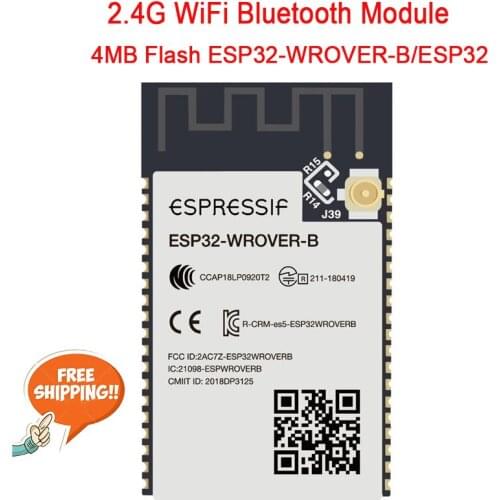 New Wireless 2.4G WiFi Bluetooth Module ESP32-WROVER-B/ESP32 WROVER-IB Ultra-Low Power SPI Wireless Espressif 4MB Flash