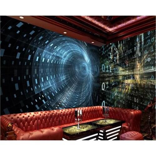 Beibehang Wallpaper custom large-scale mural 3D stereo technology time tunnel bar KTV decorative painting background wall