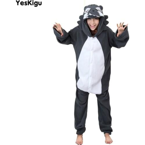 2021 Winter Kigurumis Onesies Adult Pajamas Halloween Party Anime Wolf Animal Pajamas Couples Sleepwear Soft warm Pyjamas