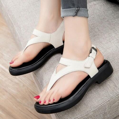 2021 Summer Comfort Beach Sandals Woman Outdoor Comfortable Genuine Leather Sandals Hook Loop Women Sandals Retro Shoes Mujer