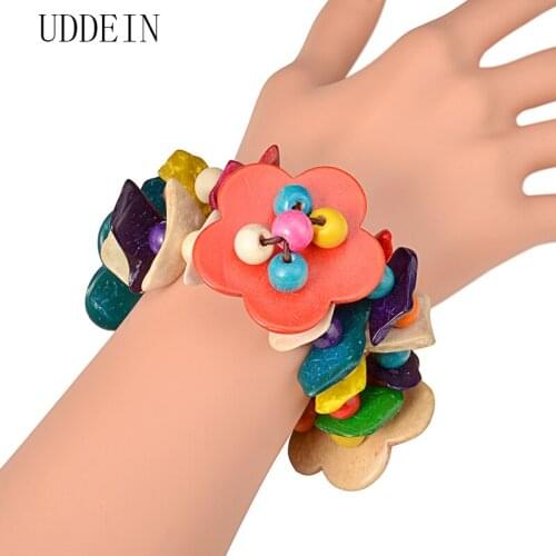 UDDEIN One direction strand bracelets & bangles handmade wood flower jewelry accessories vintage bohemian charms bracelet women