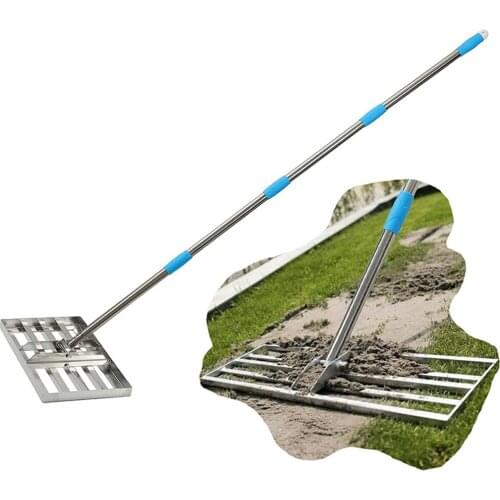 Lawn Leveling Rake Stainless Steel Leveling Tool Length Adjustable Sand Gravel Lawn Leveler for Courtyard Golf-Lawn Leveling