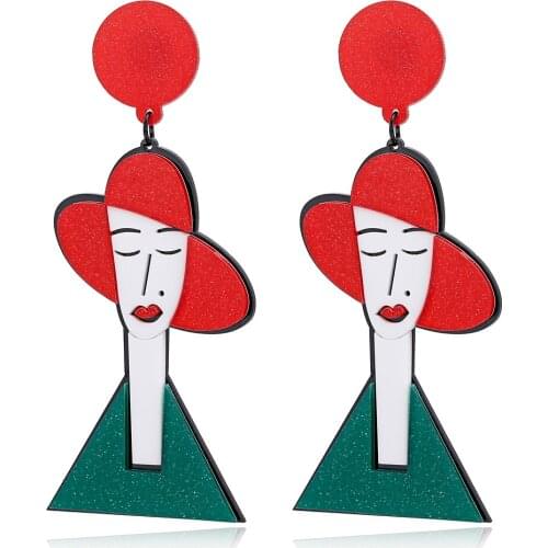 YAOLOGE 2019 Korean Fashion Long Cartoon Girl Personality Long big Earrings New Acrylic earring For women Gift Party Wedding