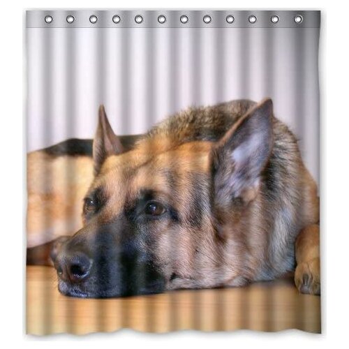 Custom Bath Curtain Printed Strong Pet German Shepherd Dog Shower Curtains Waterproof